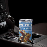 Personalised Somalia Christmas Tumbler Cup Black Santa Riding Leopard Kirismas Wacan - Wonder Print Shop