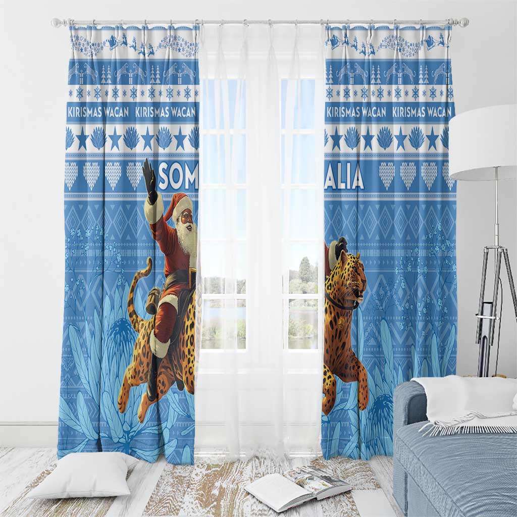 Somalia Christmas Window Curtain Black Santa Riding Leopard Kirismas Wacan - Wonder Print Shop