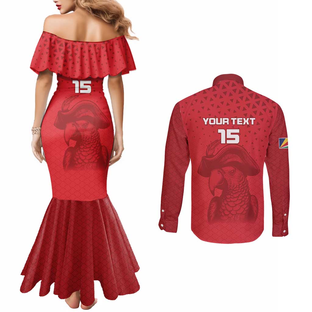 Custom Seychelles Football Couples Matching Mermaid Dress and Long Sleeve Button Shirt Go The Pirates