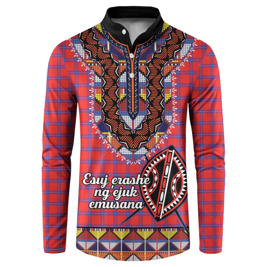 Personalised Kenya Maasai Shuka Button Sweatshirt Mix Dashiki - Beadwork Pattern - Wonder Print Shop