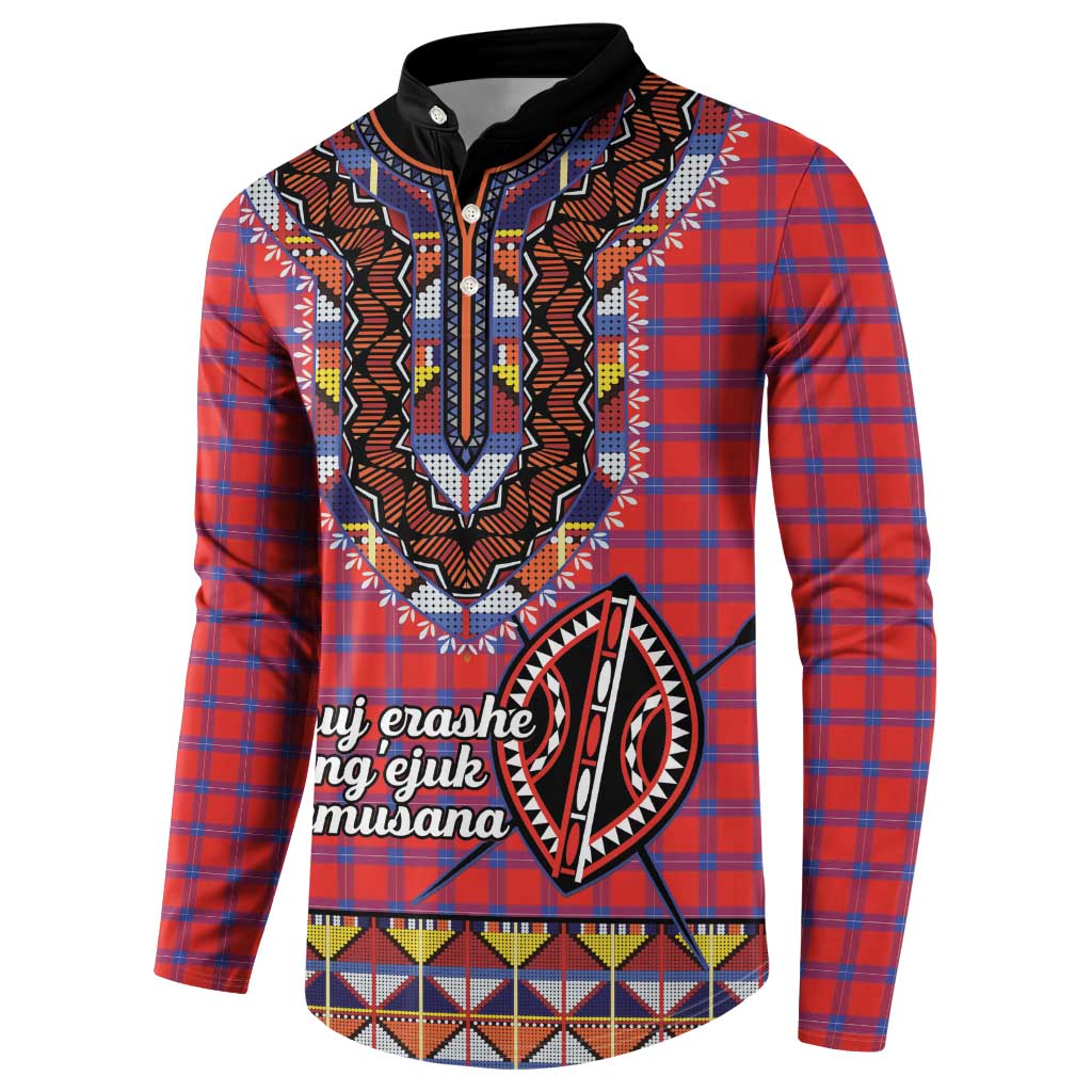 Personalised Kenya Maasai Shuka Button Sweatshirt Mix Dashiki - Beadwork Pattern - Wonder Print Shop