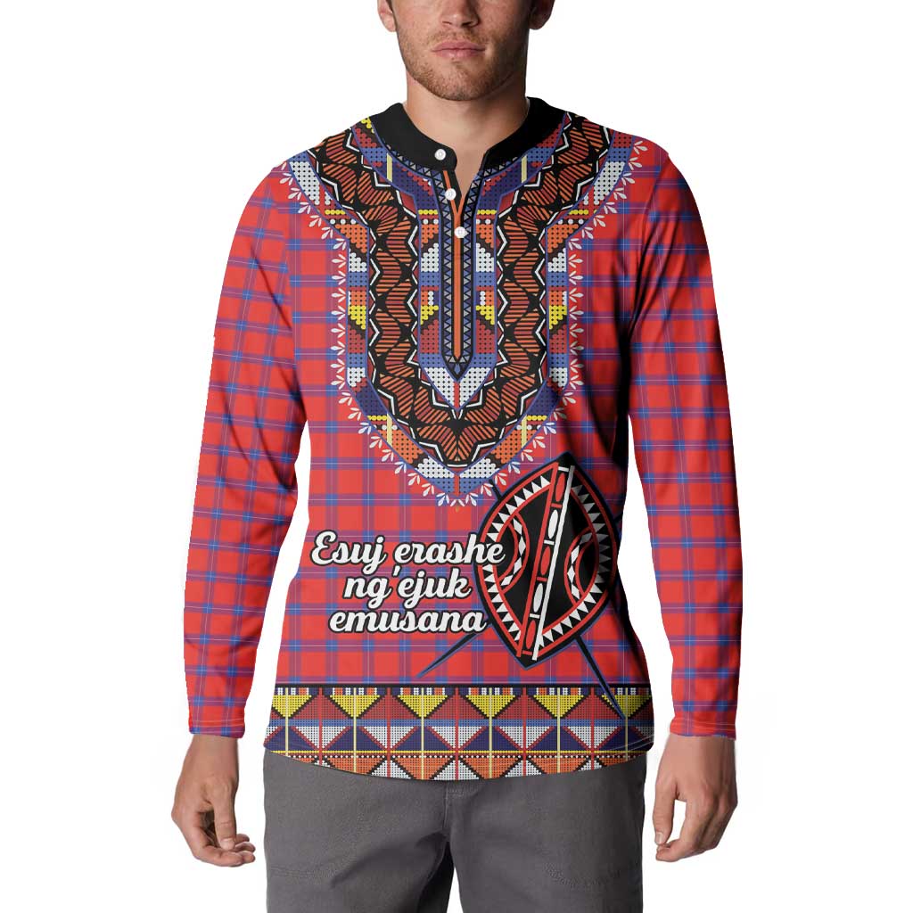Personalised Kenya Maasai Shuka Button Sweatshirt Mix Dashiki - Beadwork Pattern - Wonder Print Shop