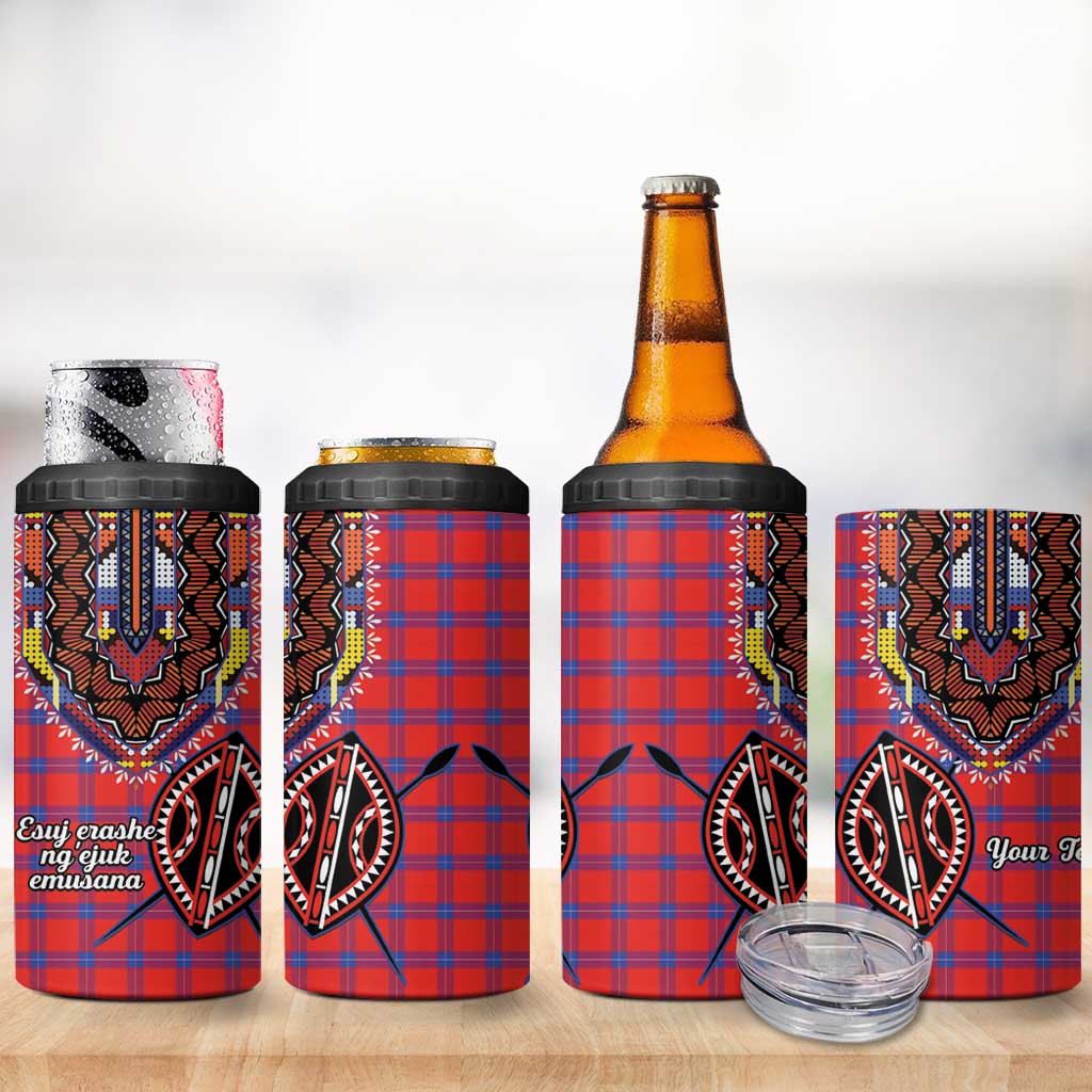 Personalized Kenya Maasai Shuka 4 in 1 Can Cooler Tumbler Mix Dashiki - Beadwork Pattern - Wonder Print Shop