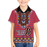Personalised Kenya Maasai Shuka Family Matching Short Sleeve Bodycon Dress and Hawaiian Shirt Mix Dashiki - Beadwork Pattern - Wonder Print Shop