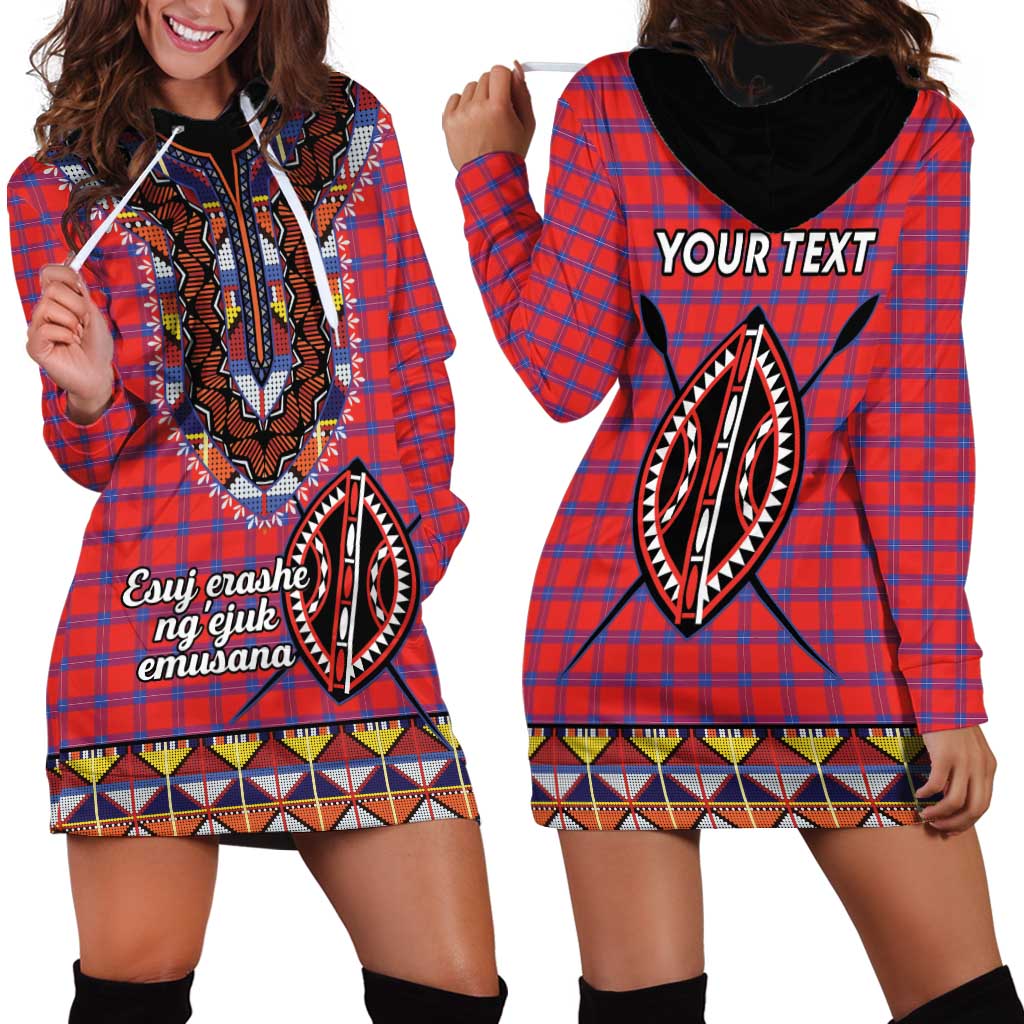 Personalised Kenya Maasai Shuka Hoodie Dress Mix Dashiki - Beadwork Pattern - Wonder Print Shop