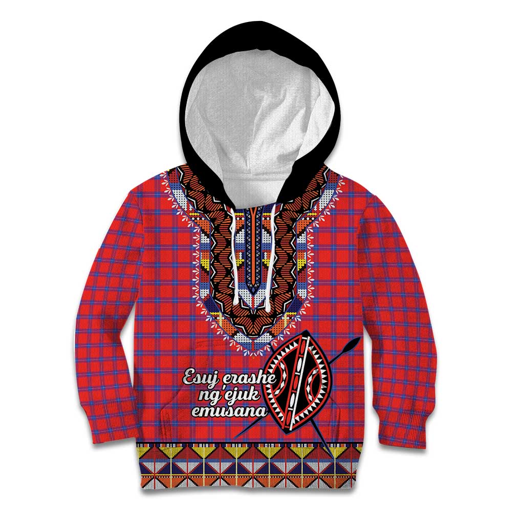 Personalised Kenya Maasai Shuka Kid Hoodie Mix Dashiki - Beadwork Pattern - Wonder Print Shop