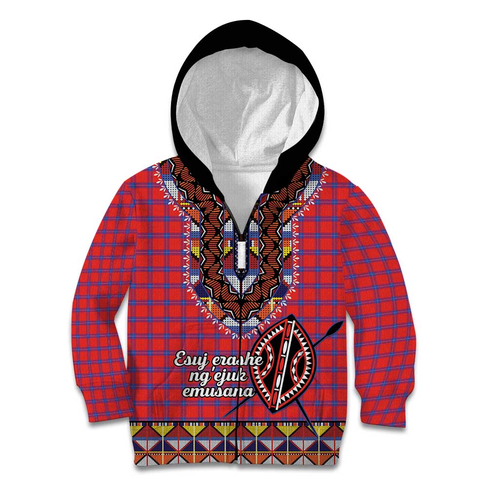 Personalised Kenya Maasai Shuka Kid Hoodie Mix Dashiki - Beadwork Pattern - Wonder Print Shop