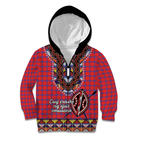 Afro Floral mix Maasai Shuka Kid Hoodie Blue Moitf LT9 main image 1
