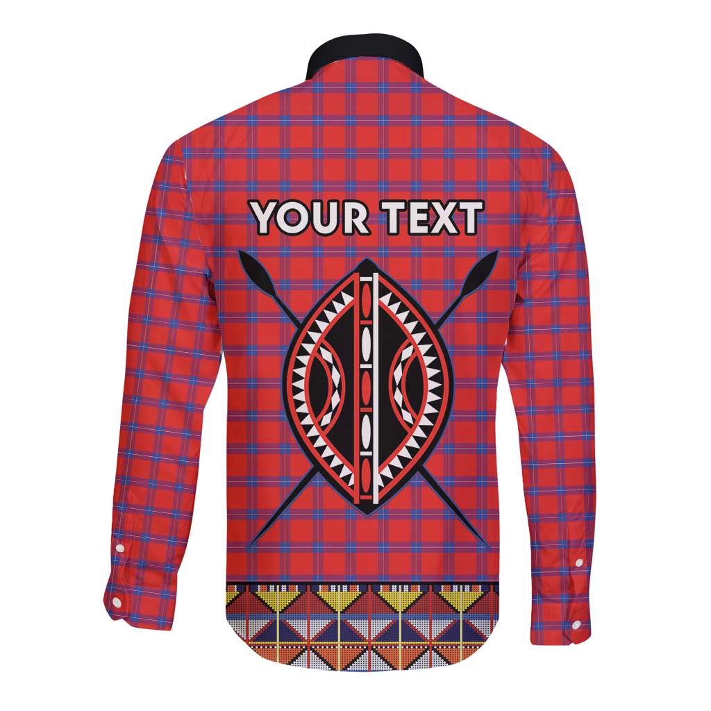 Personalised Kenya Maasai Shuka Long Sleeve Button Shirt Mix Dashiki - Beadwork Pattern - Wonder Print Shop