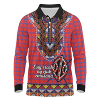 Personalised Kenya Maasai Shuka Long Sleeve Polo Shirt Mix Dashiki - Beadwork Pattern - Wonder Print Shop
