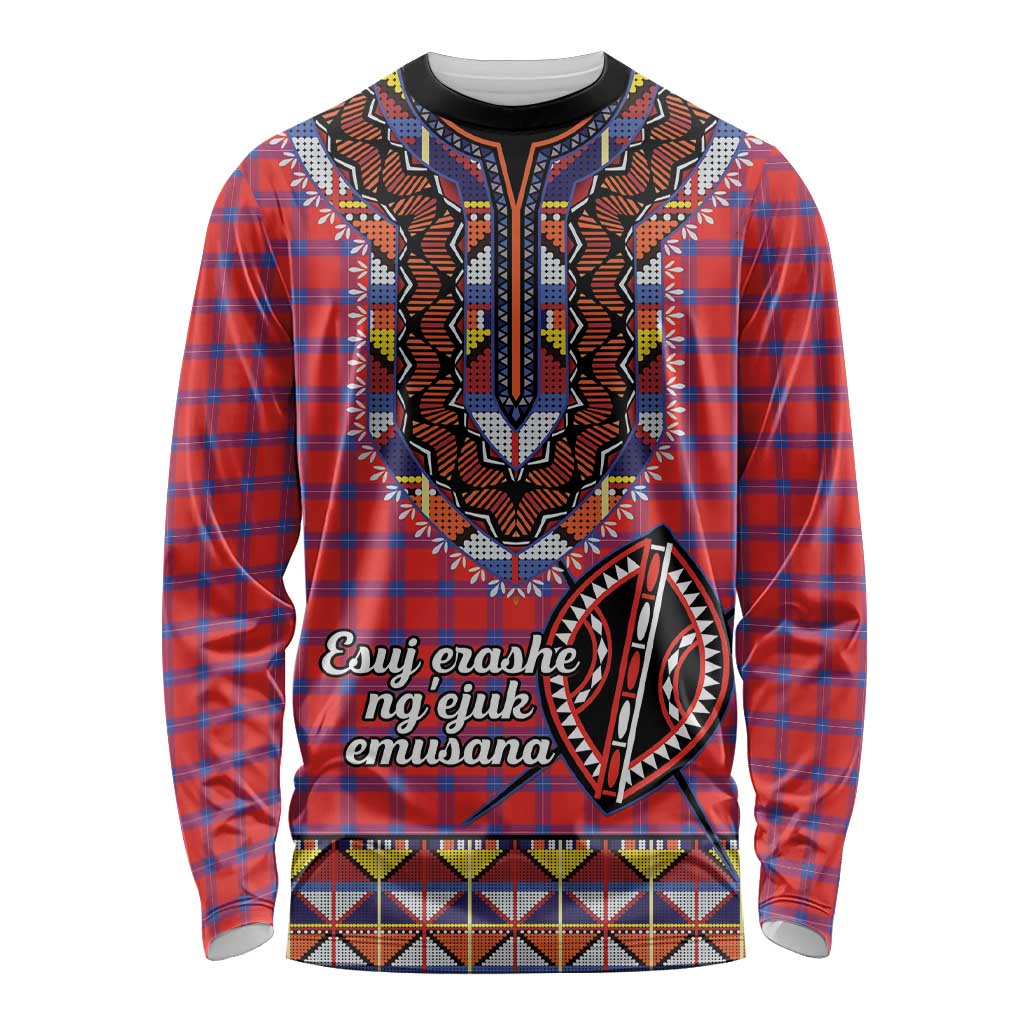 Personalised Kenya Maasai Shuka Long Sleeve Shirt Mix Dashiki - Beadwork Pattern - Wonder Print Shop