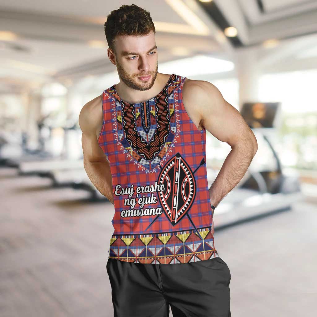 Personalised Kenya Maasai Shuka Men Tank Top Mix Dashiki - Beadwork Pattern - Wonder Print Shop