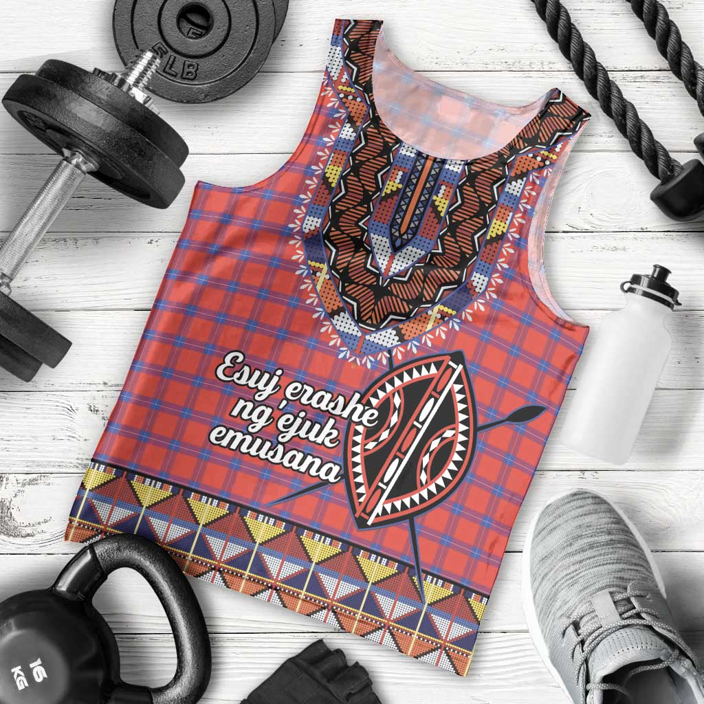 Personalised Kenya Maasai Shuka Men Tank Top Mix Dashiki - Beadwork Pattern - Wonder Print Shop