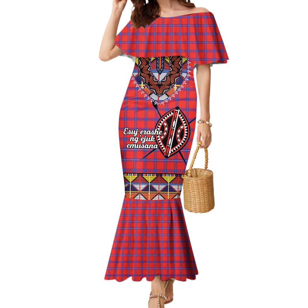 Personalised Kenya Maasai Shuka Mermaid Dress Mix Dashiki - Beadwork Pattern - Wonder Print Shop