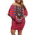 Personalised Kenya Maasai Shuka Off Shoulder Short Dress Mix Dashiki - Beadwork Pattern - Wonder Print Shop