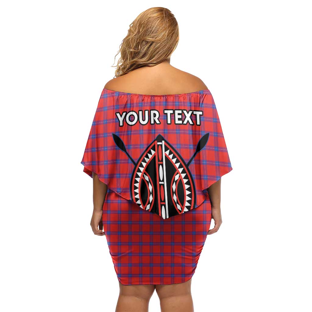 Personalised Kenya Maasai Shuka Off Shoulder Short Dress Mix Dashiki - Beadwork Pattern - Wonder Print Shop