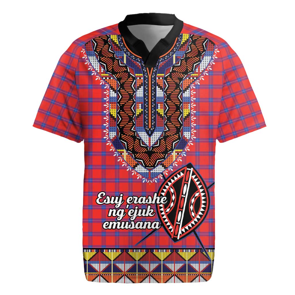 Personalised Kenya Maasai Shuka Rugby Jersey Mix Dashiki - Beadwork Pattern - Wonder Print Shop