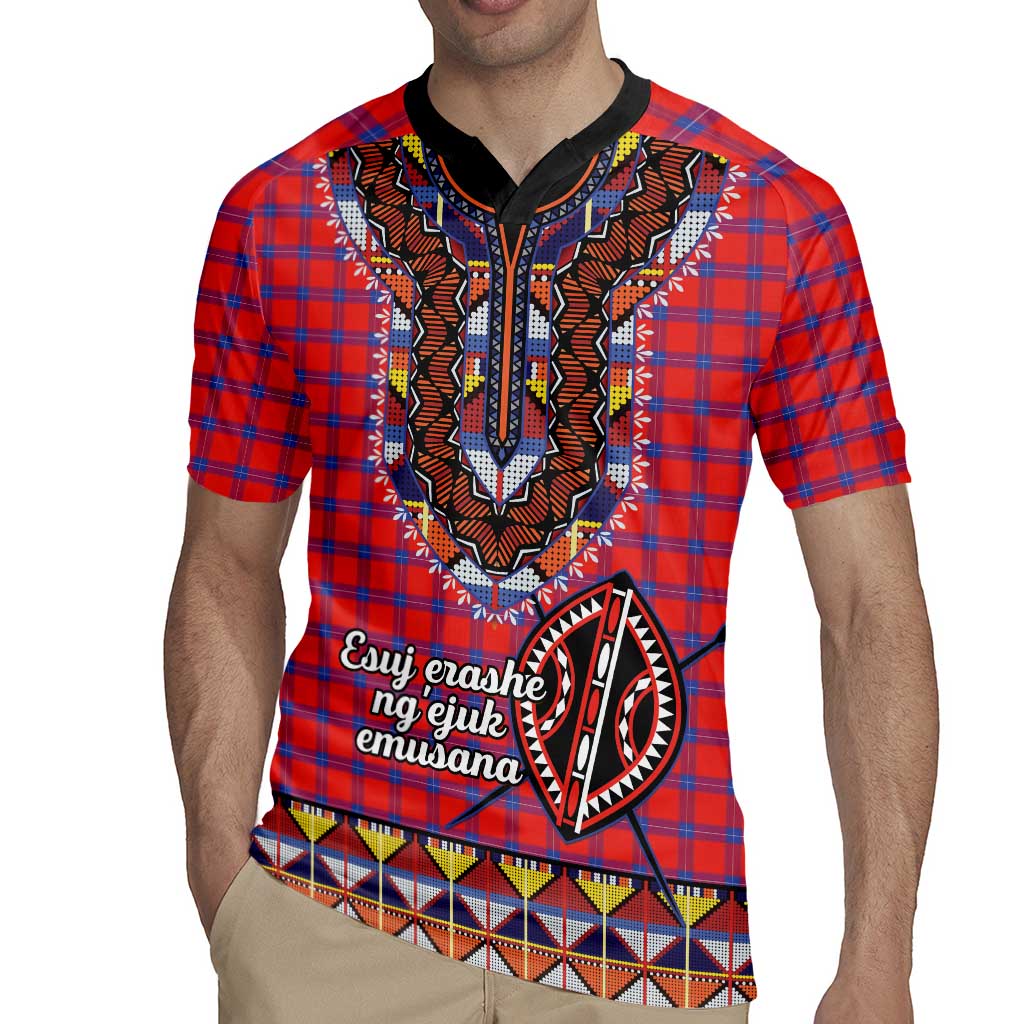 Personalised Kenya Maasai Shuka Rugby Jersey Mix Dashiki - Beadwork Pattern - Wonder Print Shop