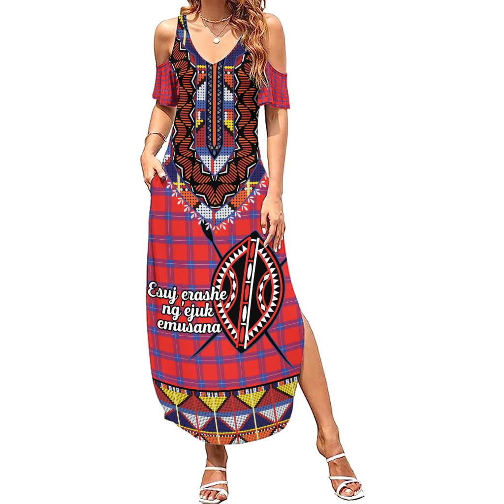 Personalised Kenya Maasai Shuka Summer Maxi Dress Mix Dashiki - Beadwork Pattern - Wonder Print Shop