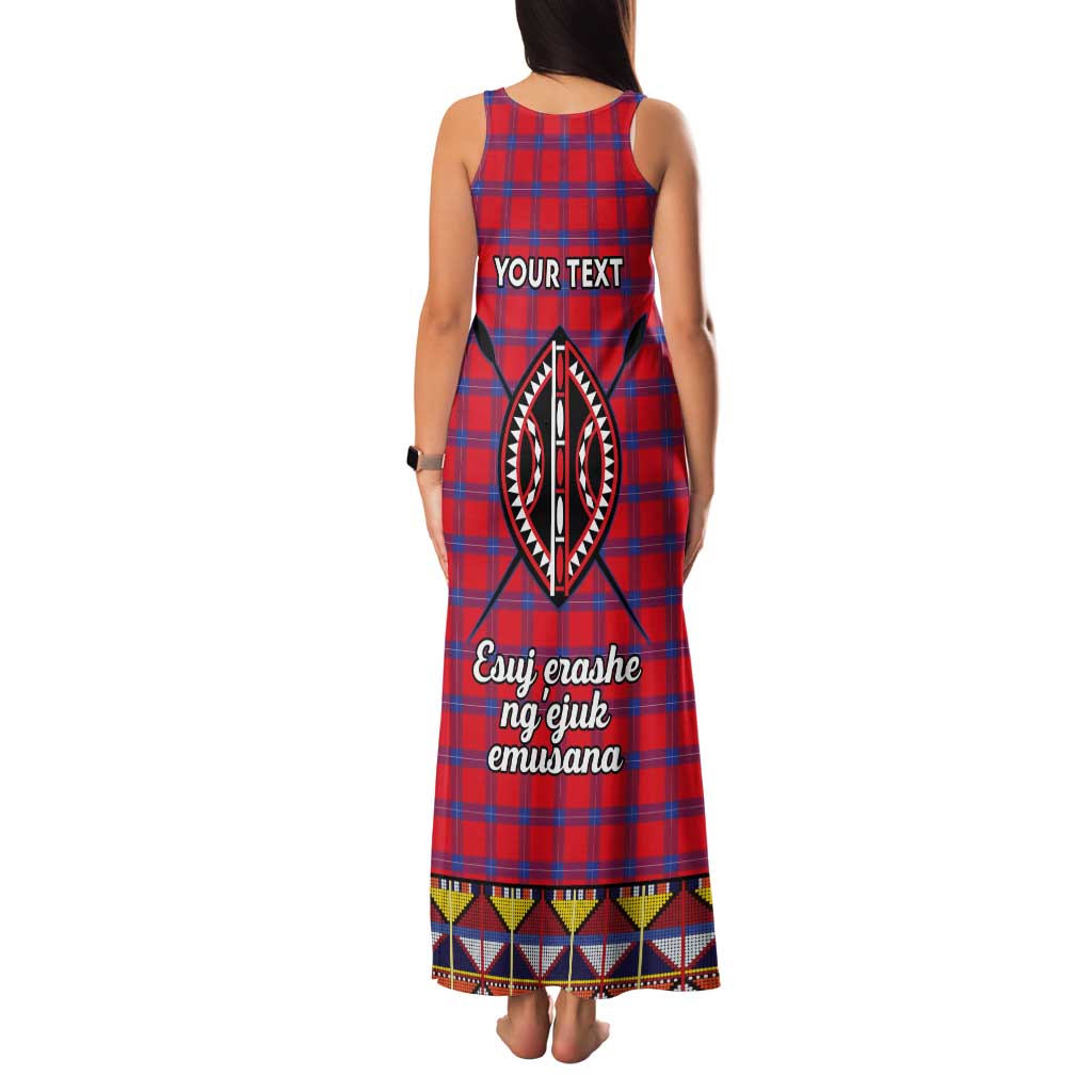 Personalised Kenya Maasai Shuka Tank Maxi Dress Mix Dashiki - Beadwork Pattern - Wonder Print Shop