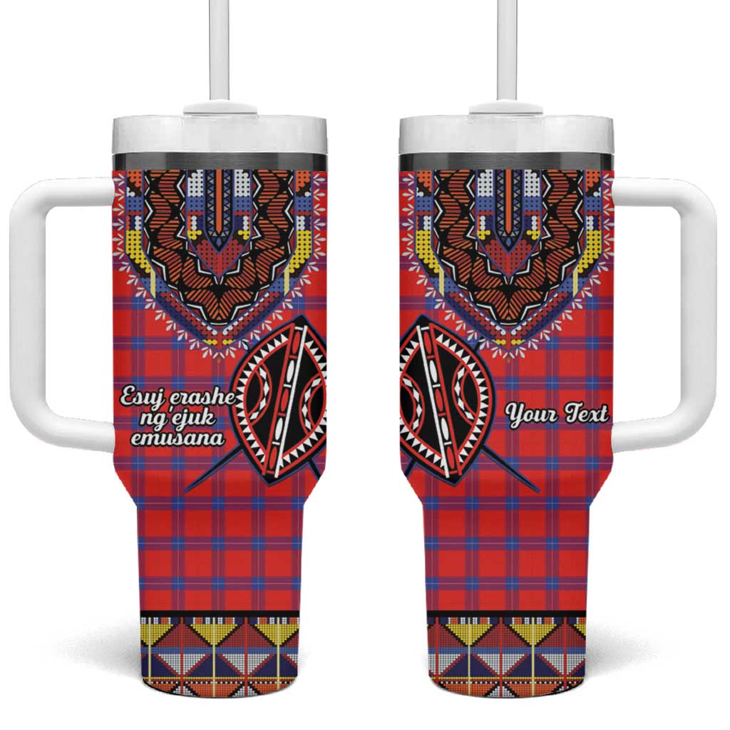 Personalized Kenya Maasai Shuka Tumbler With Handle Mix Dashiki - Beadwork Pattern - Wonder Print Shop