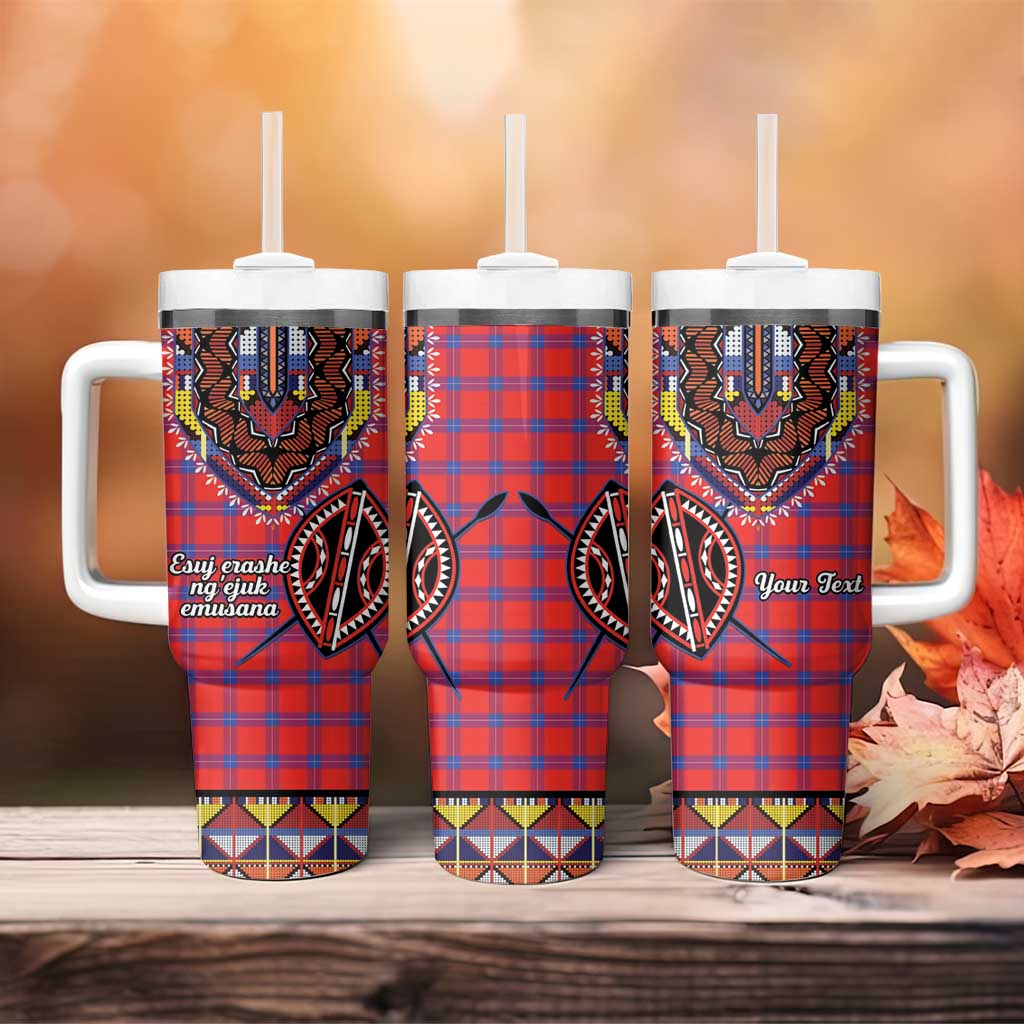 Personalized Kenya Maasai Shuka Tumbler With Handle Mix Dashiki - Beadwork Pattern - Wonder Print Shop