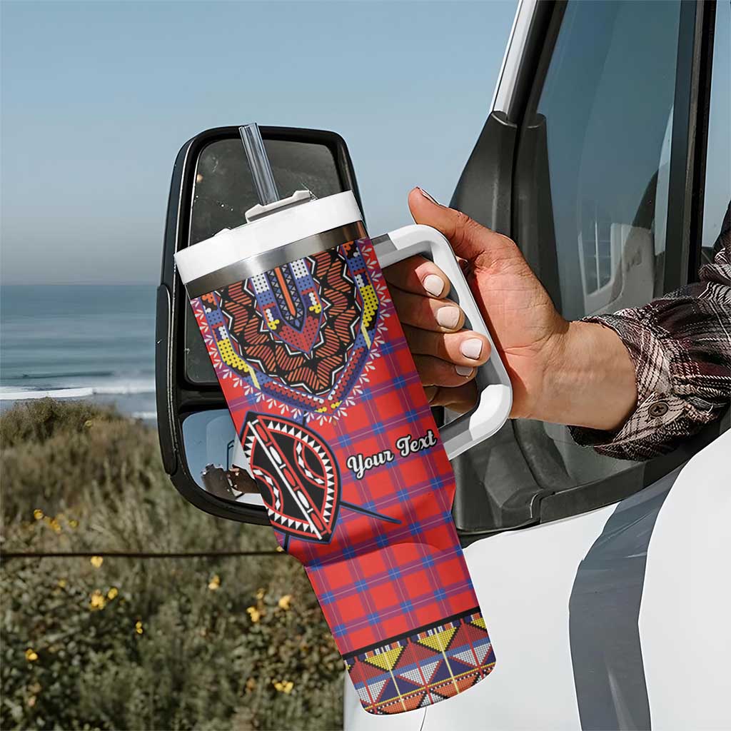Personalized Kenya Maasai Shuka Tumbler With Handle Mix Dashiki - Beadwork Pattern - Wonder Print Shop