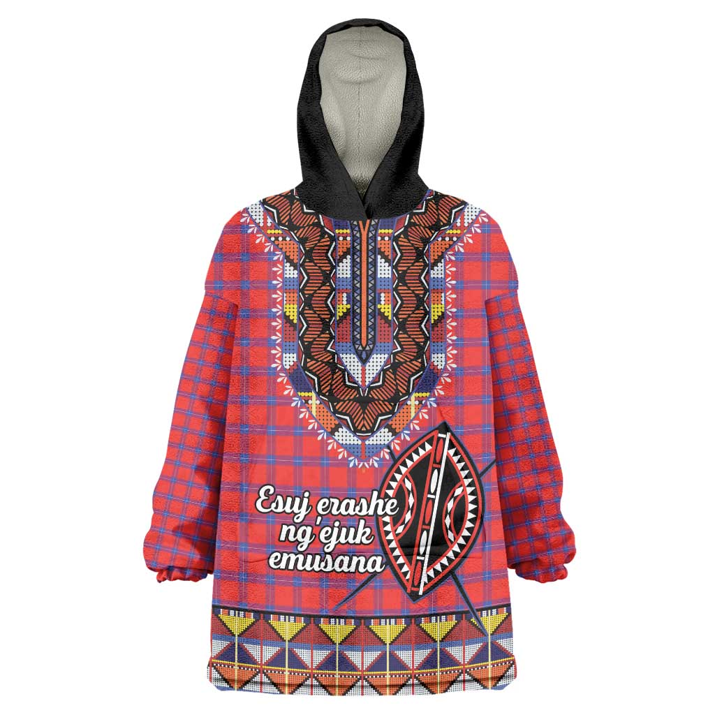 Personalised Kenya Maasai Shuka Wearable Blanket Hoodie Mix Dashiki - Beadwork Pattern - Wonder Print Shop