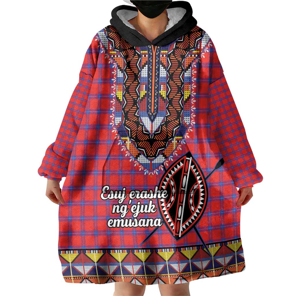 Personalised Kenya Maasai Shuka Wearable Blanket Hoodie Mix Dashiki - Beadwork Pattern - Wonder Print Shop
