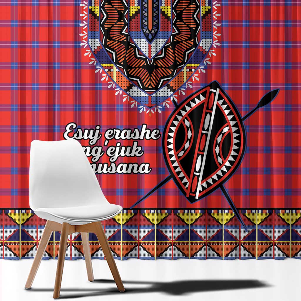 Kenya Maasai Shuka Window Curtain Mix Dashiki - Beadwork Pattern - Wonder Print Shop
