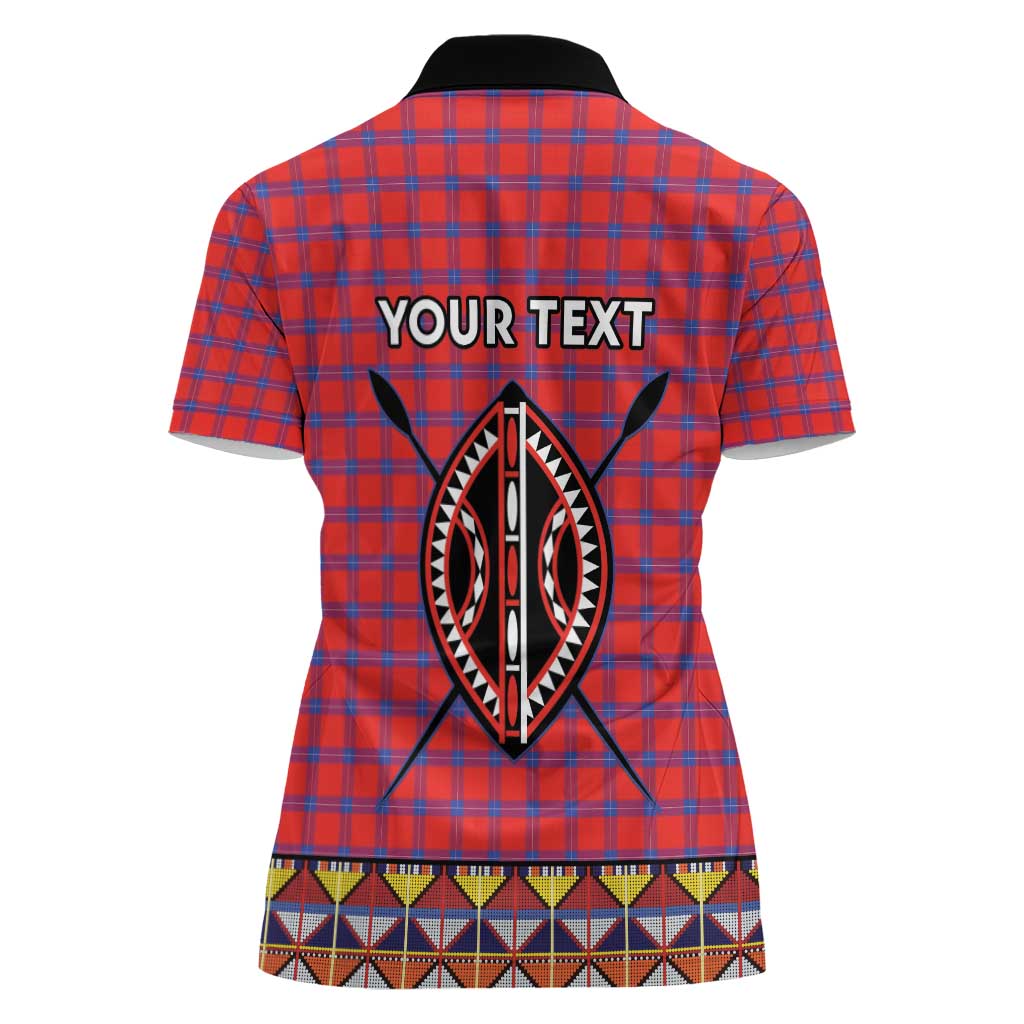 Personalised Kenya Maasai Shuka Women Polo Shirt Mix Dashiki - Beadwork Pattern - Wonder Print Shop