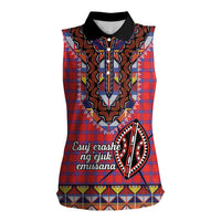 Personalised Kenya Maasai Shuka Women Sleeveless Polo Shirt Mix Dashiki - Beadwork Pattern - Wonder Print Shop