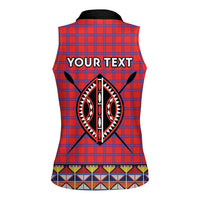 Personalised Kenya Maasai Shuka Women Sleeveless Polo Shirt Mix Dashiki - Beadwork Pattern - Wonder Print Shop