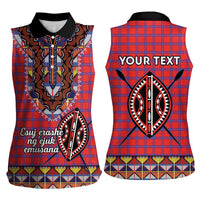Personalised Kenya Maasai Shuka Women Sleeveless Polo Shirt Mix Dashiki - Beadwork Pattern - Wonder Print Shop