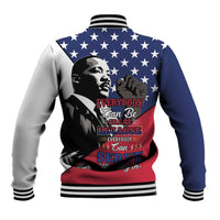 Happy MLK Day Baseball Jacket Everybody Can Be Great Because Everybody Can Serve - Wonder Print Shop