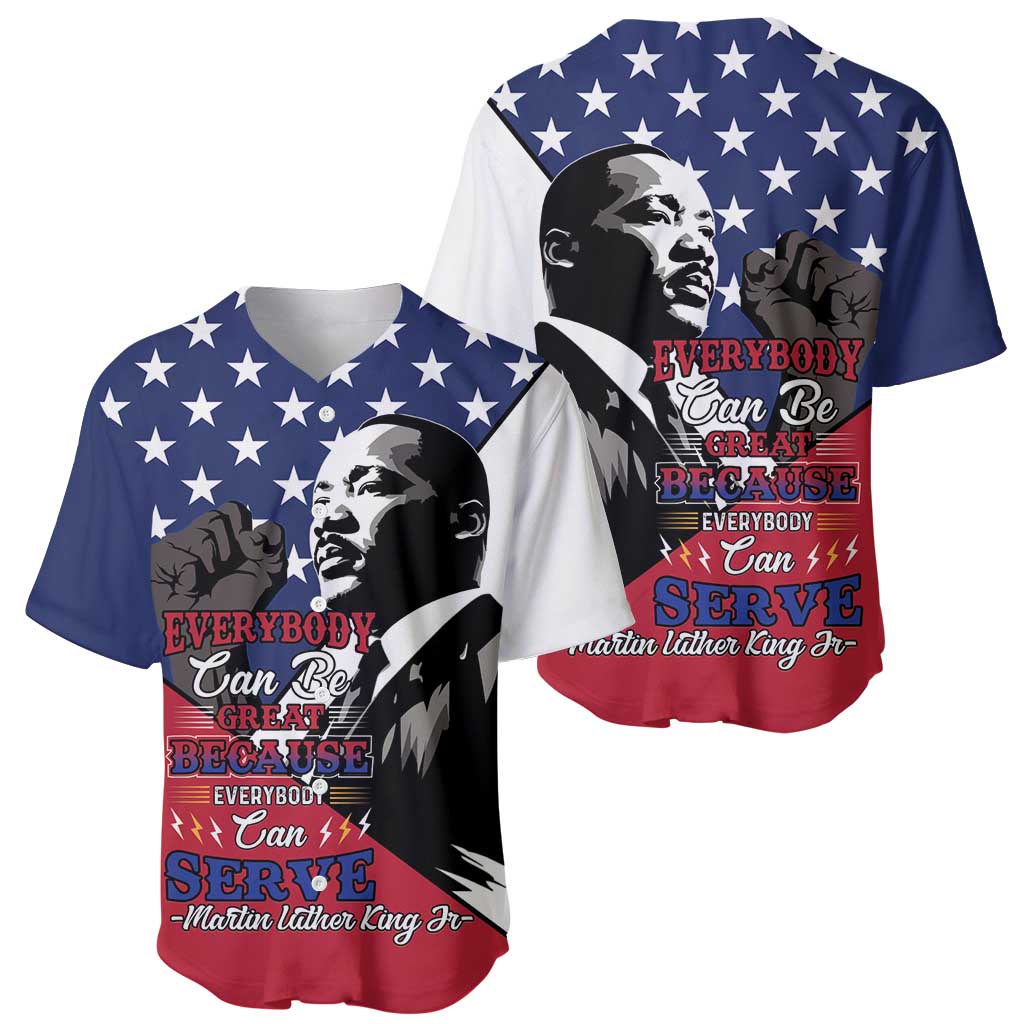 Happy MLK Day Baseball Jersey Everybody Can Be Great Because Everybody Can Serve - Wonder Print Shop
