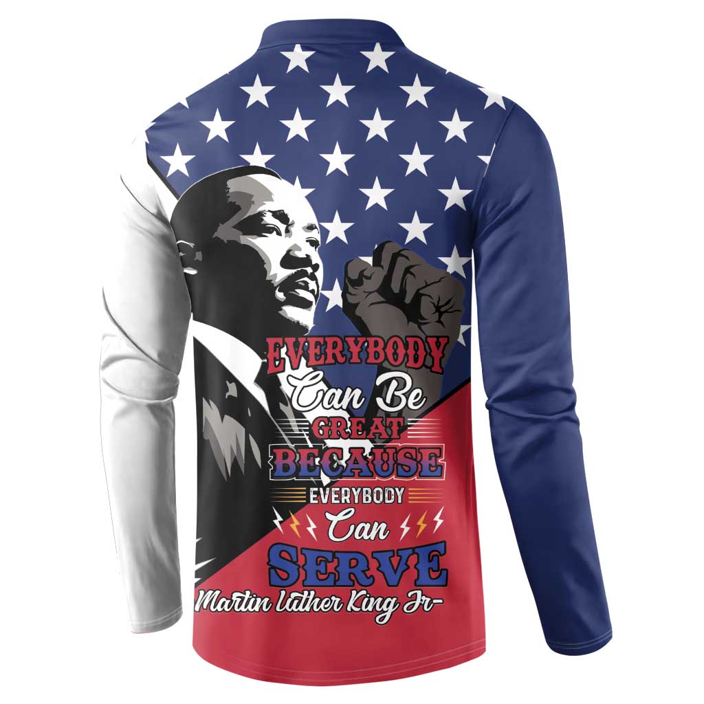 Happy MLK Day Button Sweatshirt Everybody Can Be Great Because Everybody Can Serve - Wonder Print Shop