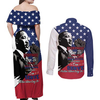 Happy MLK Day Couples Matching Off Shoulder Maxi Dress and Long Sleeve Button Shirt Everybody Can Be Great Because Everybody Can Serve - Wonder Print Shop