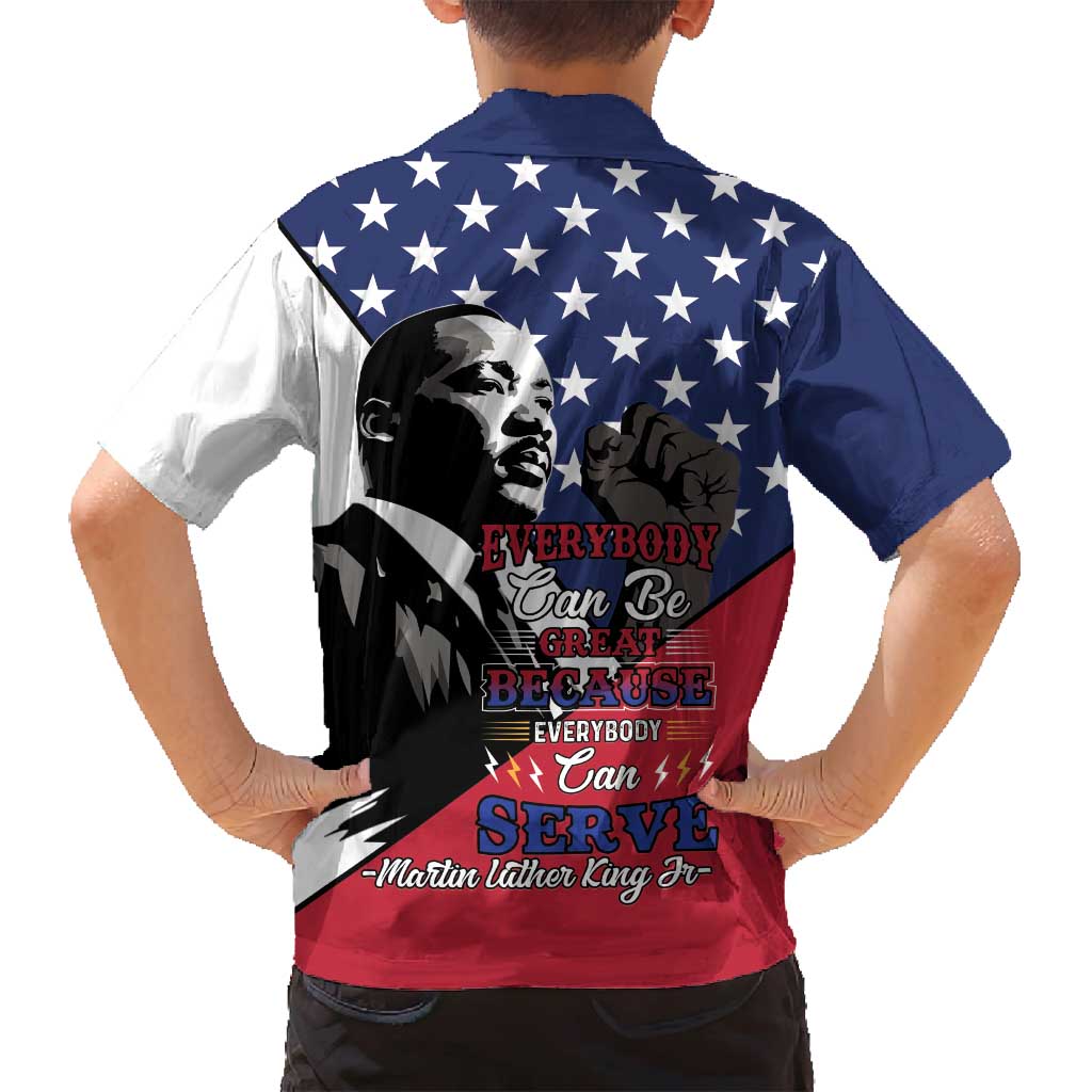 Happy MLK Day Family Matching Summer Maxi Dress and Hawaiian Shirt Everybody Can Be Great Because Everybody Can Serve - Wonder Print Shop