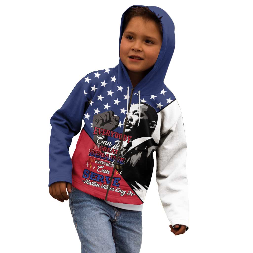 Happy MLK Day Kid Hoodie Everybody Can Be Great Because Everybody Can Serve - Wonder Print Shop