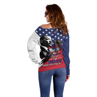 Happy MLK Day Off Shoulder Sweater Everybody Can Be Great Because Everybody Can Serve - Wonder Print Shop