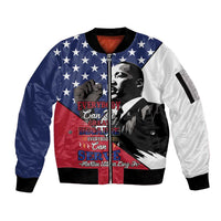 Happy MLK Day Sleeve Zip Bomber Jacket Everybody Can Be Great Because Everybody Can Serve - Wonder Print Shop