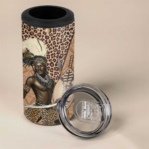 Swaziland Eswatini 4 in 1 Can Cooler Tumbler Lion Shield and Leopard Print Tribal Design TS04 main image 0