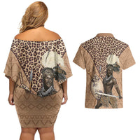 South Africa Zulu People Couples Matching Off Shoulder Short Dress and Hawaiian Shirt Zulu Warrior - Wonder Print Shop
