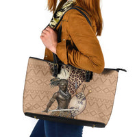 South Africa Zulu People Leather Tote Bag Zulu Warrior - Wonder Print Shop