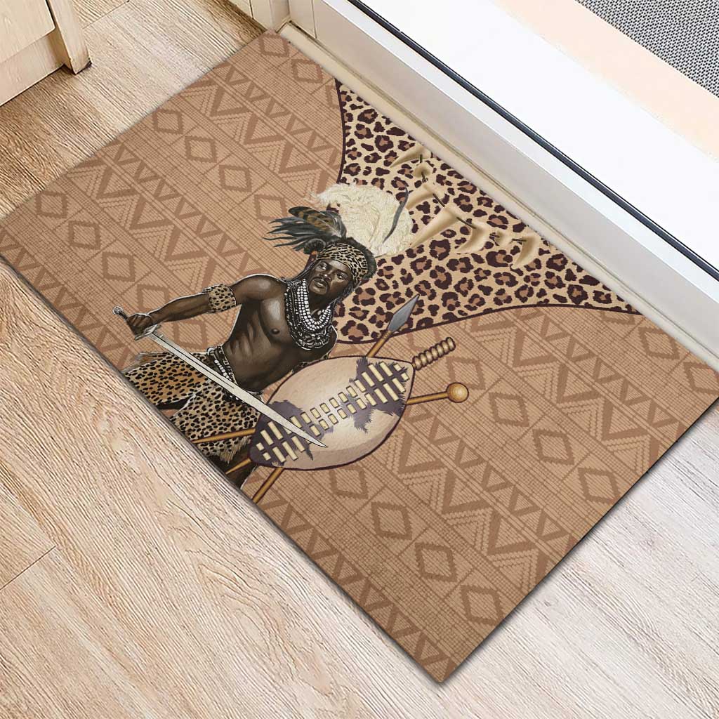 South Africa Zulu People Rubber Doormat Zulu Warrior - Wonder Print Shop