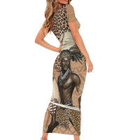 South Africa Zulu People Short Sleeve Bodycon Dress Zulu Warrior - Wonder Print Shop