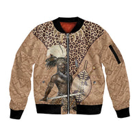 South Africa Zulu People Sleeve Zip Bomber Jacket Zulu Warrior - Wonder Print Shop