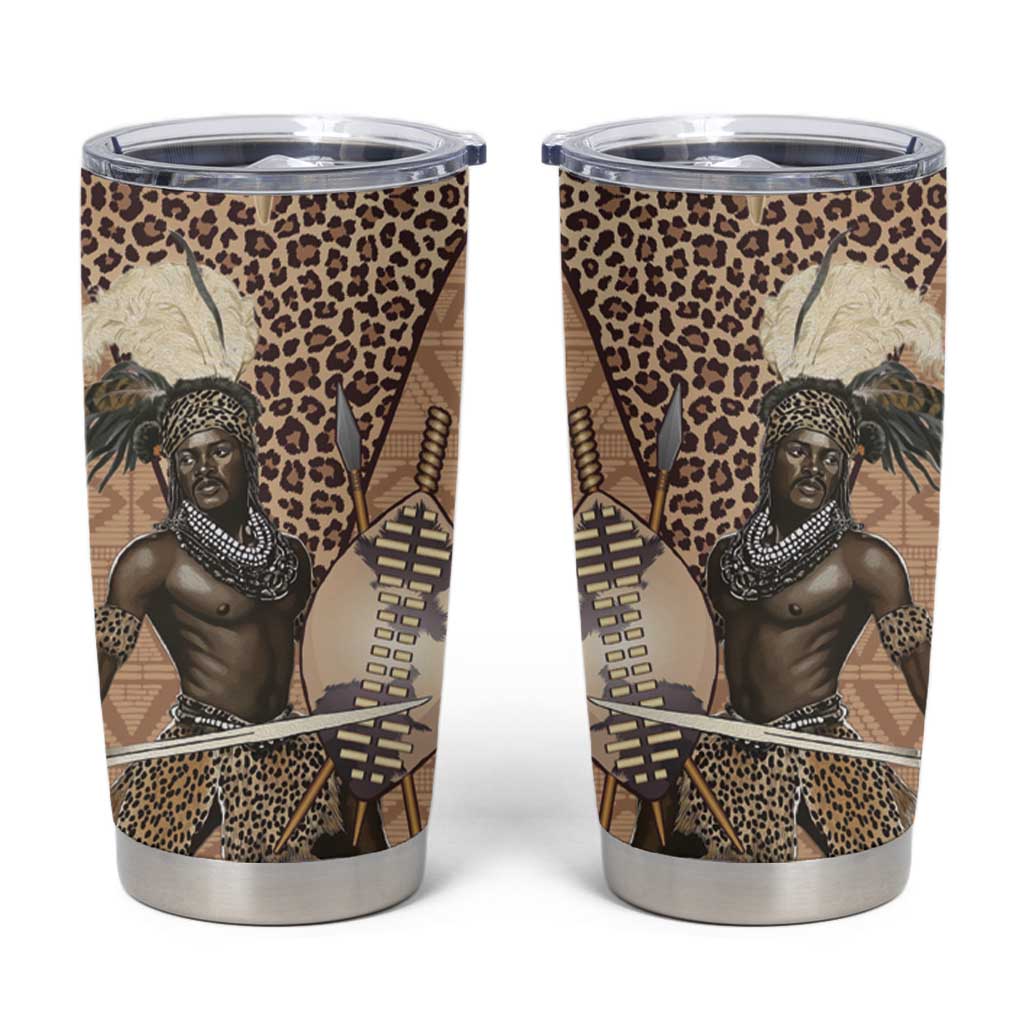 South Africa Zulu People Tumbler Cup Zulu Warrior - Wonder Print Shop