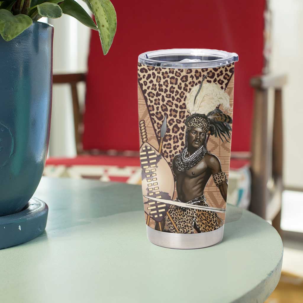 South Africa Zulu People Tumbler Cup Zulu Warrior - Wonder Print Shop